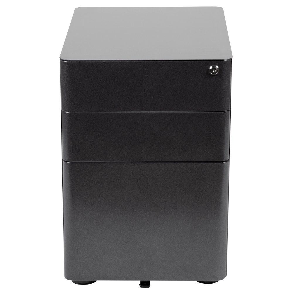 3-Drawer Mobile Locking Filing Cabinet with Anti-Tilt Mechanism, Black. Picture 10