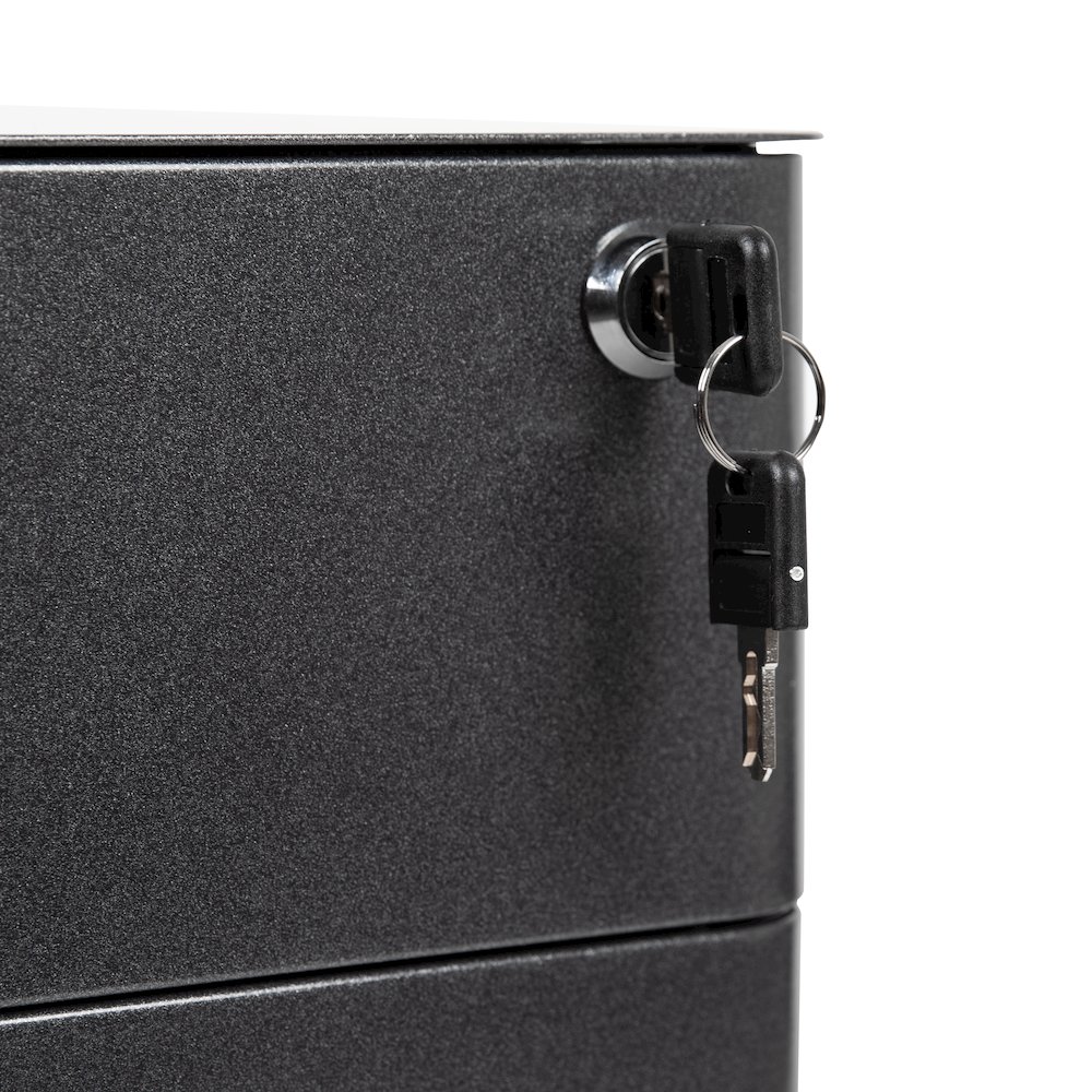3-Drawer Mobile Locking Filing Cabinet with Anti-Tilt Mechanism, Black. Picture 13