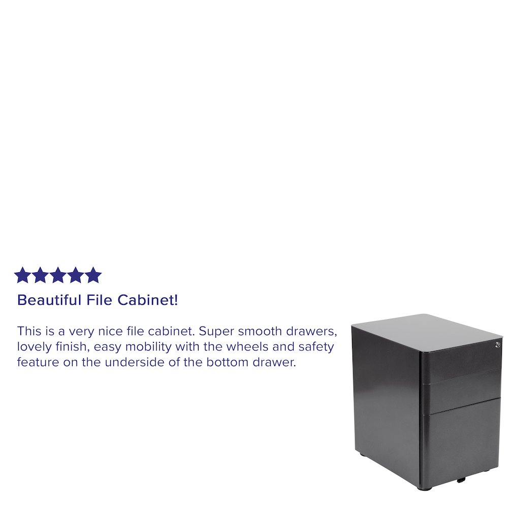 3-Drawer Mobile Locking Filing Cabinet with Anti-Tilt Mechanism, Black. Picture 4