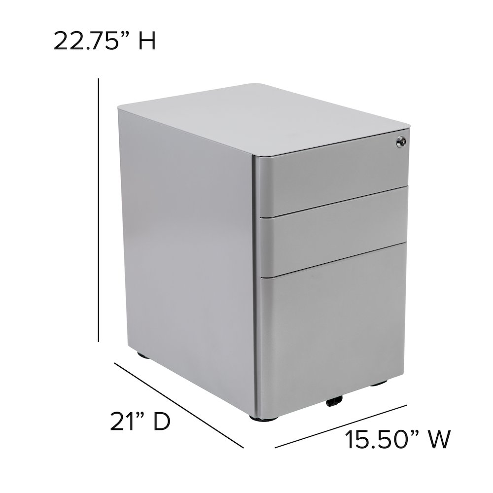 3-Drawer Mobile Locking Filing Cabinet with Anti-Tilt Mechanism, Gray. Picture 6