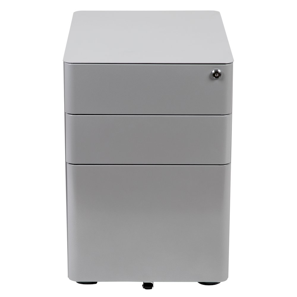 3-Drawer Mobile Locking Filing Cabinet with Anti-Tilt Mechanism, Gray. Picture 10