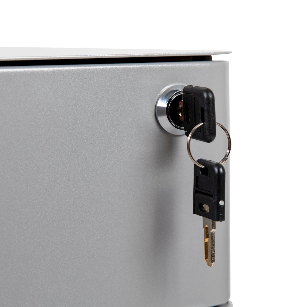 3-Drawer Mobile Locking Filing Cabinet with Anti-Tilt Mechanism, Gray. Picture 13