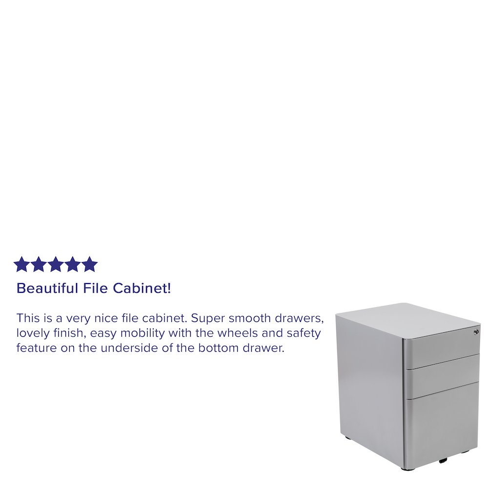 3-Drawer Mobile Locking Filing Cabinet with Anti-Tilt Mechanism, Gray. Picture 4