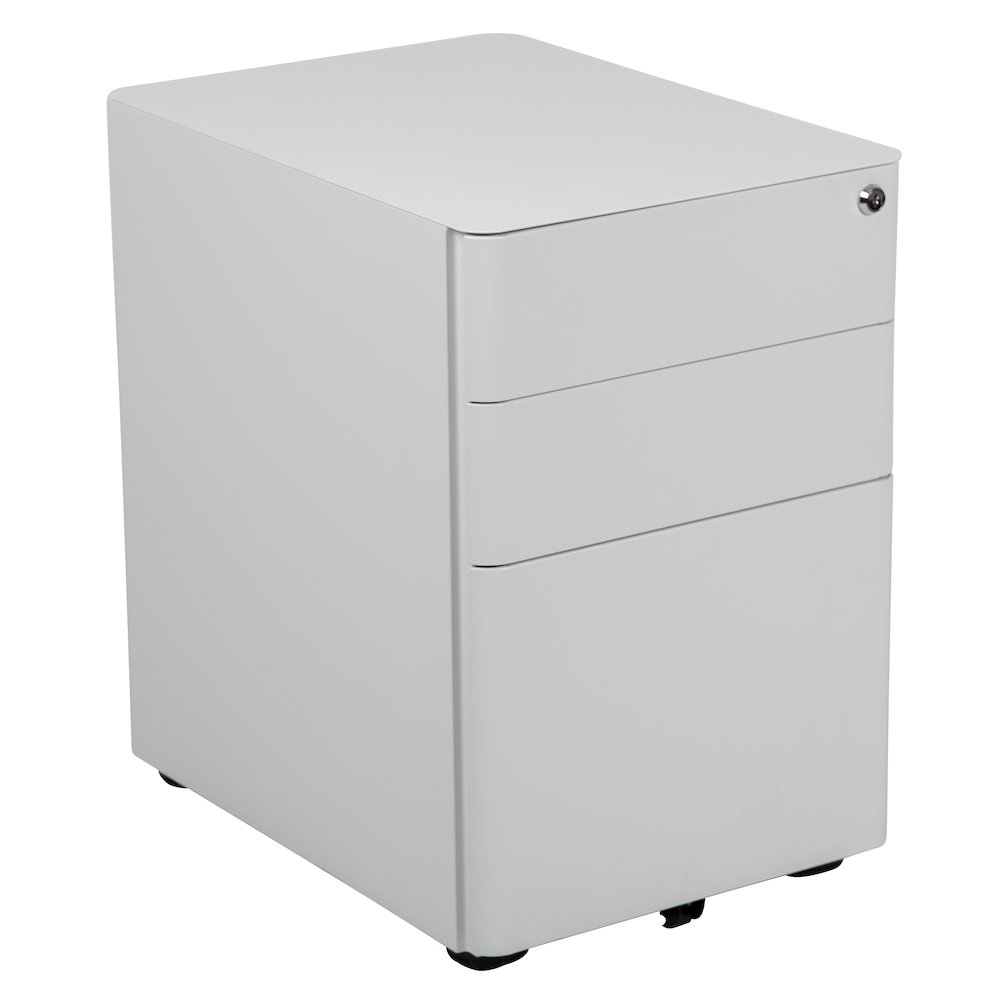3-Drawer Mobile Locking Filing Cabinet with Anti-Tilt Mechanism, White. Picture 1