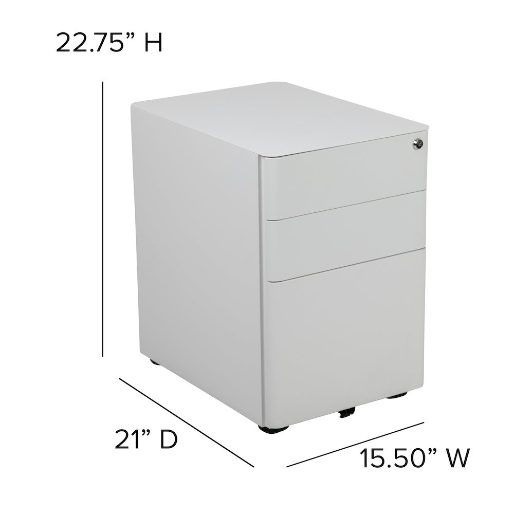 3-Drawer Mobile Locking Filing Cabinet with Anti-Tilt Mechanism, White. Picture 6