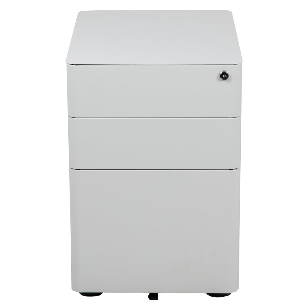 3-Drawer Mobile Locking Filing Cabinet with Anti-Tilt Mechanism, White. Picture 10