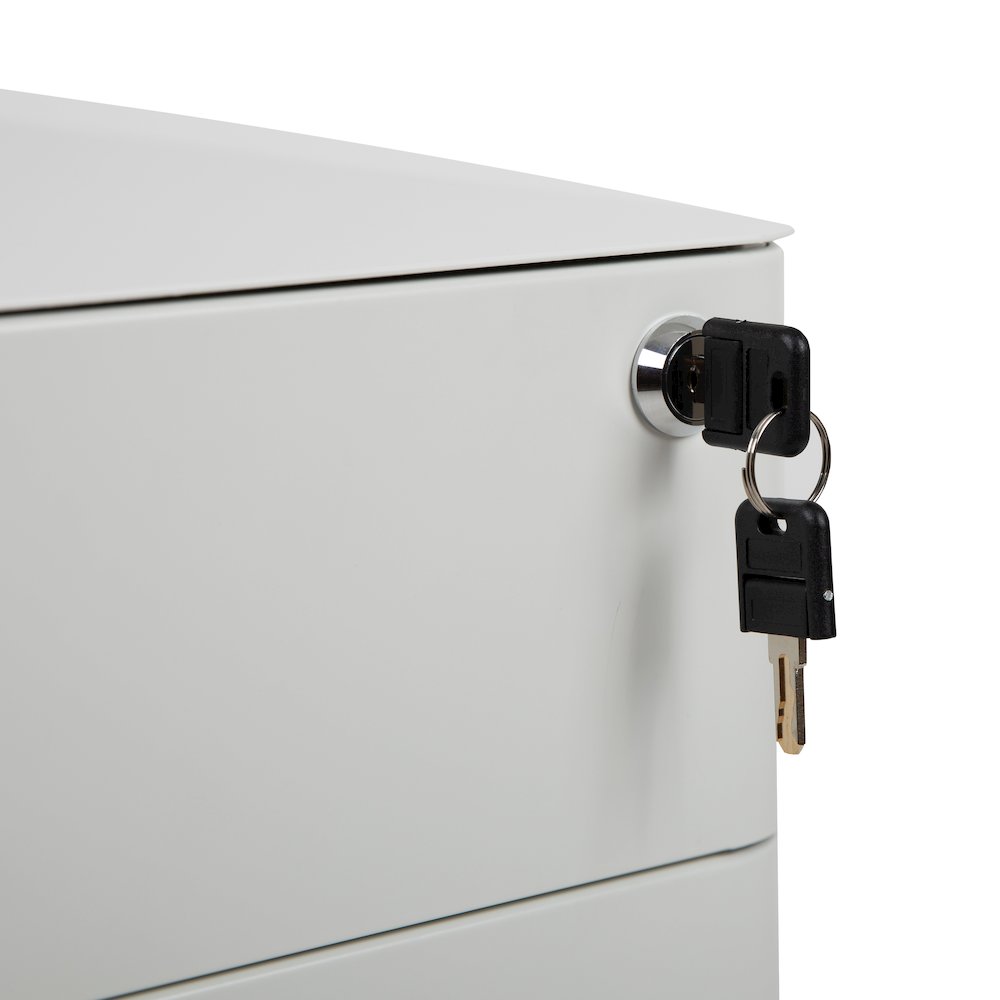 3-Drawer Mobile Locking Filing Cabinet with Anti-Tilt Mechanism, White. Picture 13