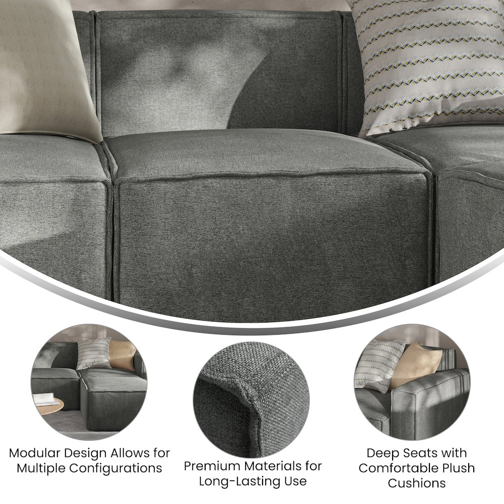 Bridgetown Luxury Modular Sectional Sofa Armless Center Seat, Dark Gray. Picture 4