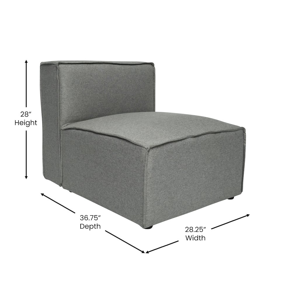 Bridgetown Luxury Modular Sectional Sofa Armless Center Seat, Dark Gray. Picture 5