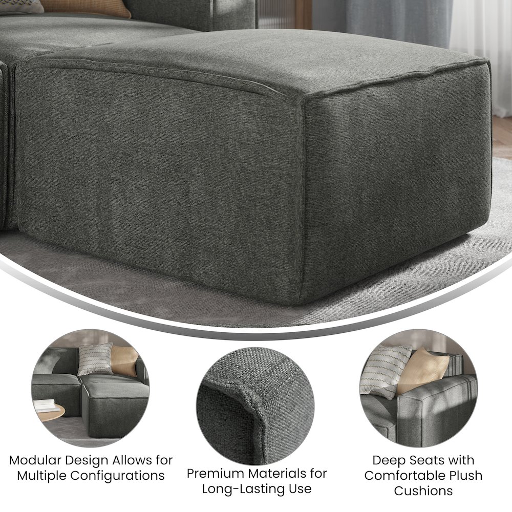 Bridgetown Luxury Modular Sectional Sofa Ottoman Seat, Dark Gray. Picture 4