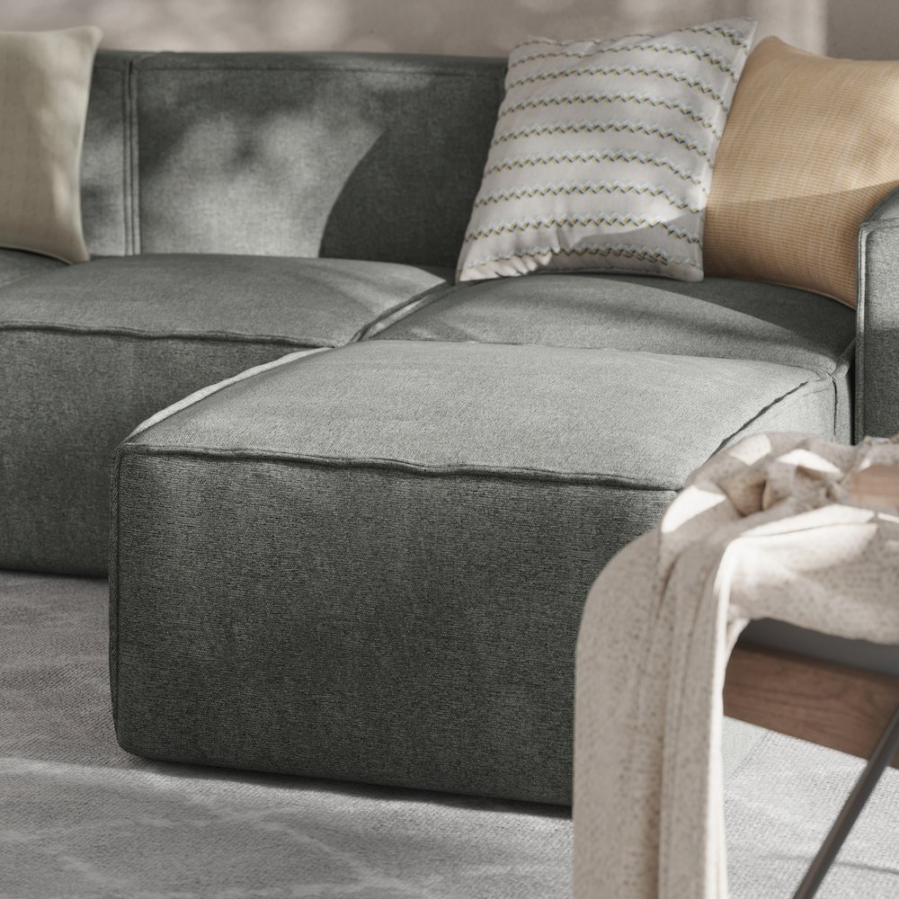 Bridgetown Luxury Modular Sectional Sofa Ottoman Seat, Dark Gray. Picture 6