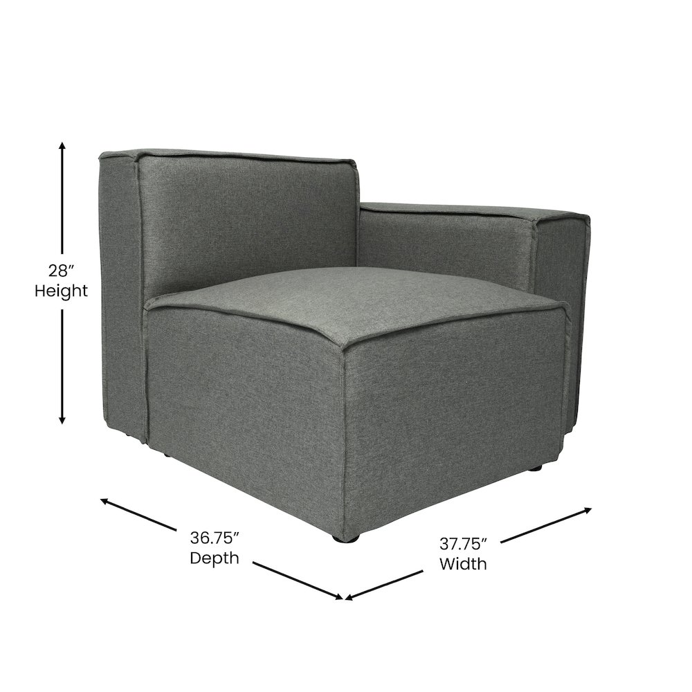 Bridgetown Luxury Modular Sectional Sofa Right Side with Arm Rest, Dark Gray. Picture 5
