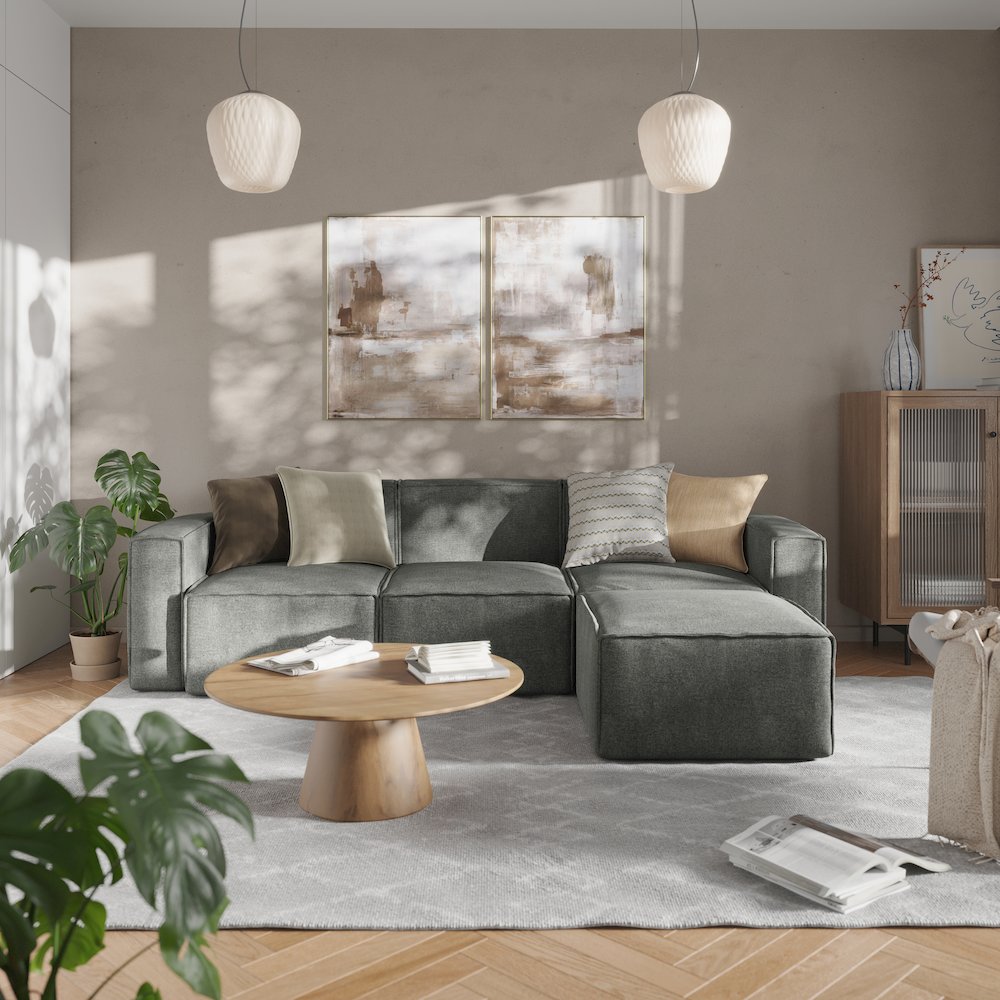 Bridgetown Luxury Modular Sectional Sofa Right Side with Arm Rest, Dark Gray. Picture 7