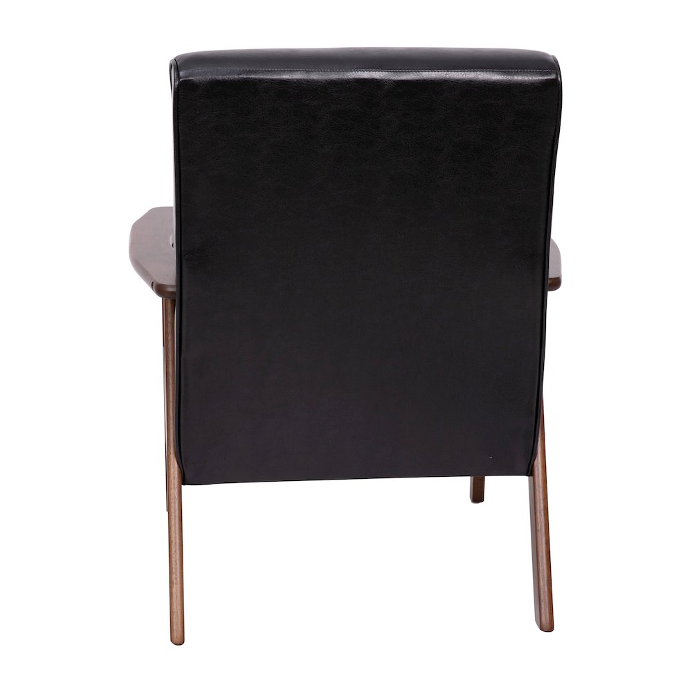 Upholstered Arm Chair with Walnut Finished Wooden Frame and Arms in Black. Picture 8