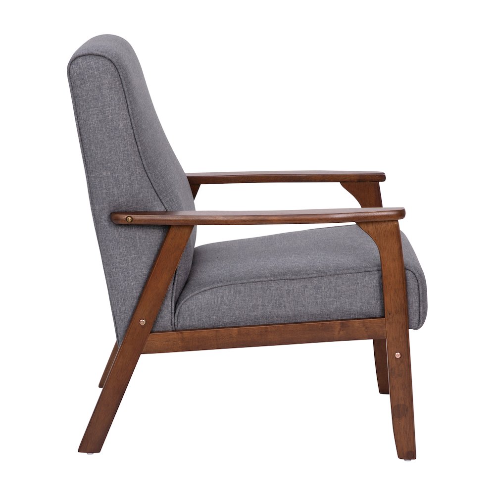 Faux Linen Upholstered Arm Chair with Walnut Finished Wooden Frame. Picture 10