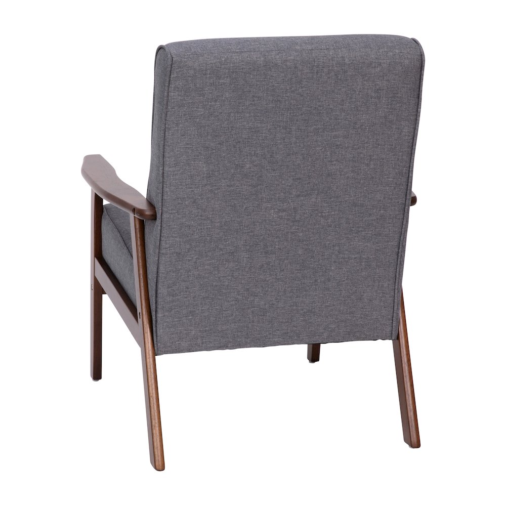 Faux Linen Upholstered Arm Chair with Walnut Finished Wooden Frame. Picture 8