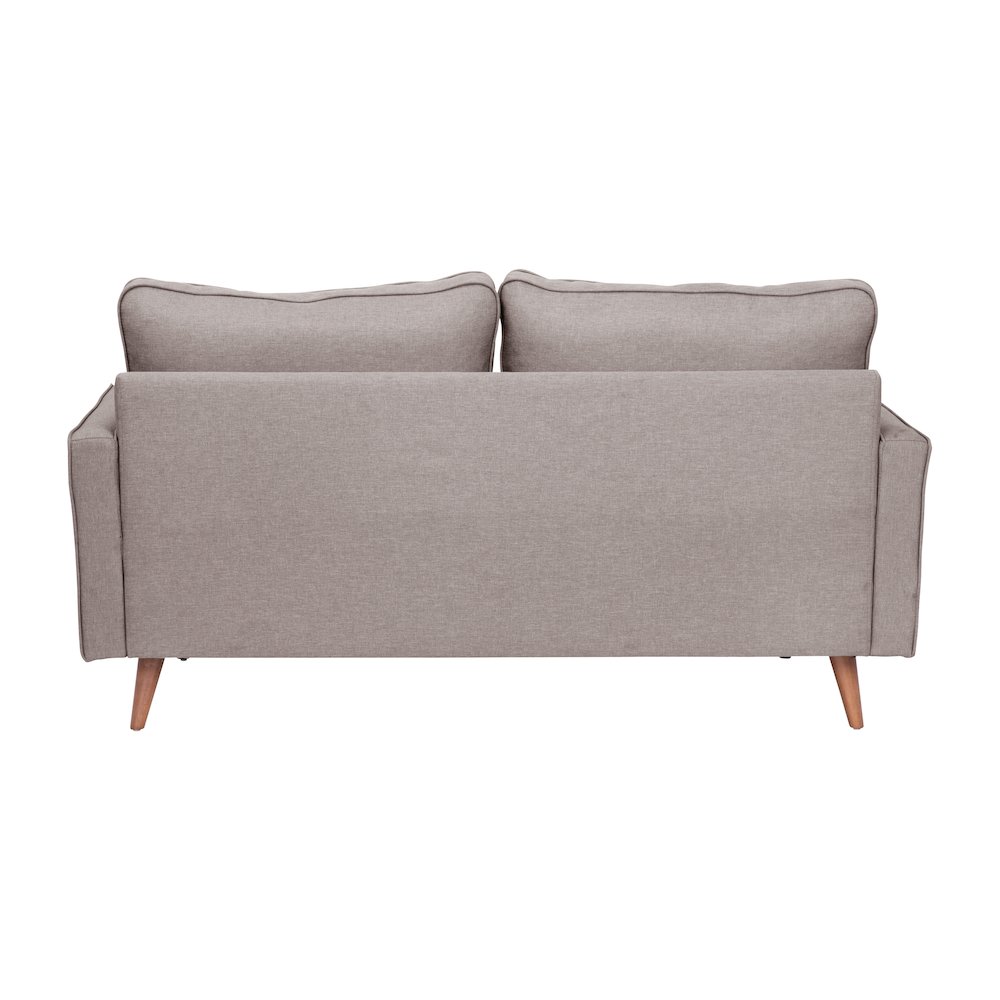 Loveseat Sofa with Tufted Faux Linen Upholstery, Solid Wood Legs in Slate Gray. Picture 8