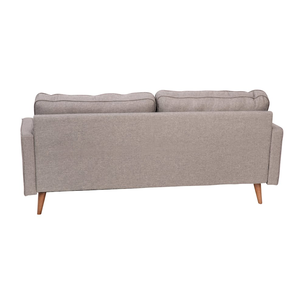 Sofa with Tufted Faux Linen Upholstery, Solid Wood Legs in Slate Gray. Picture 8