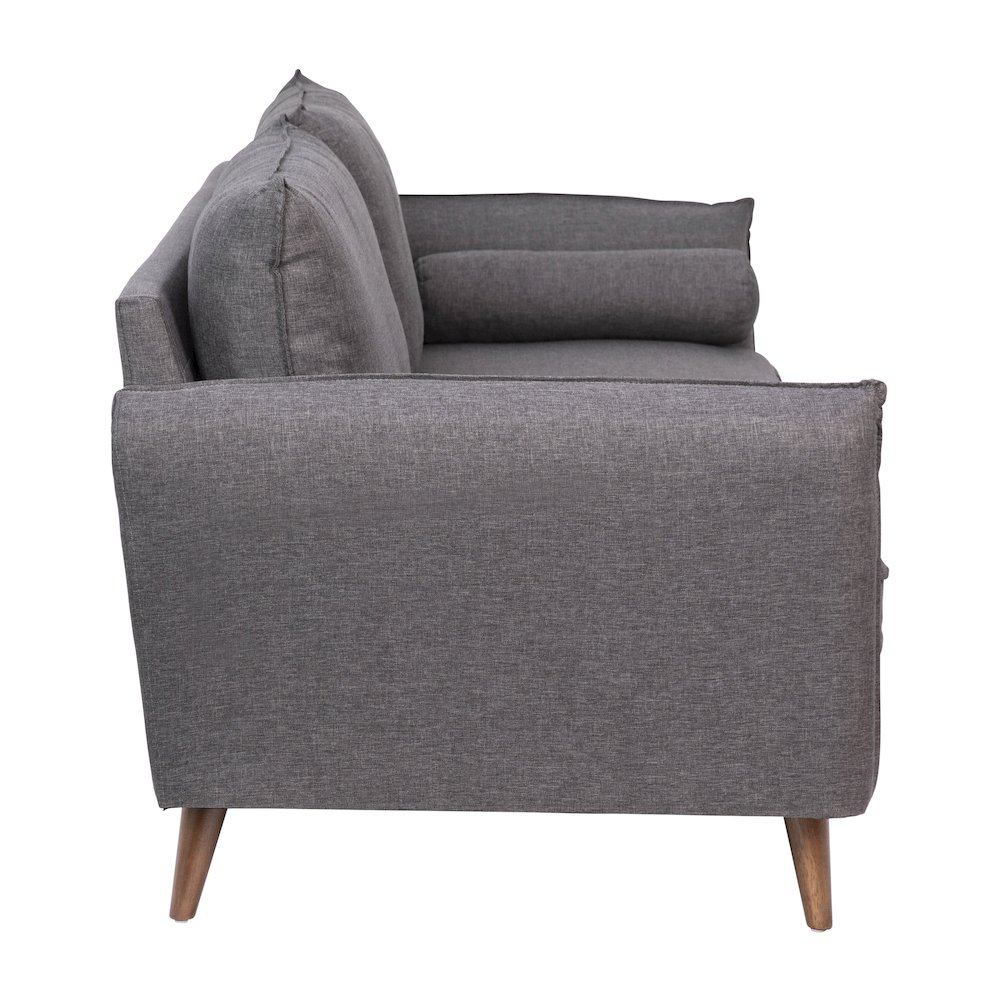 Sofa with Faux Linen Fabric Upholstery, Solid Wood Legs in Stone Gray. Picture 9