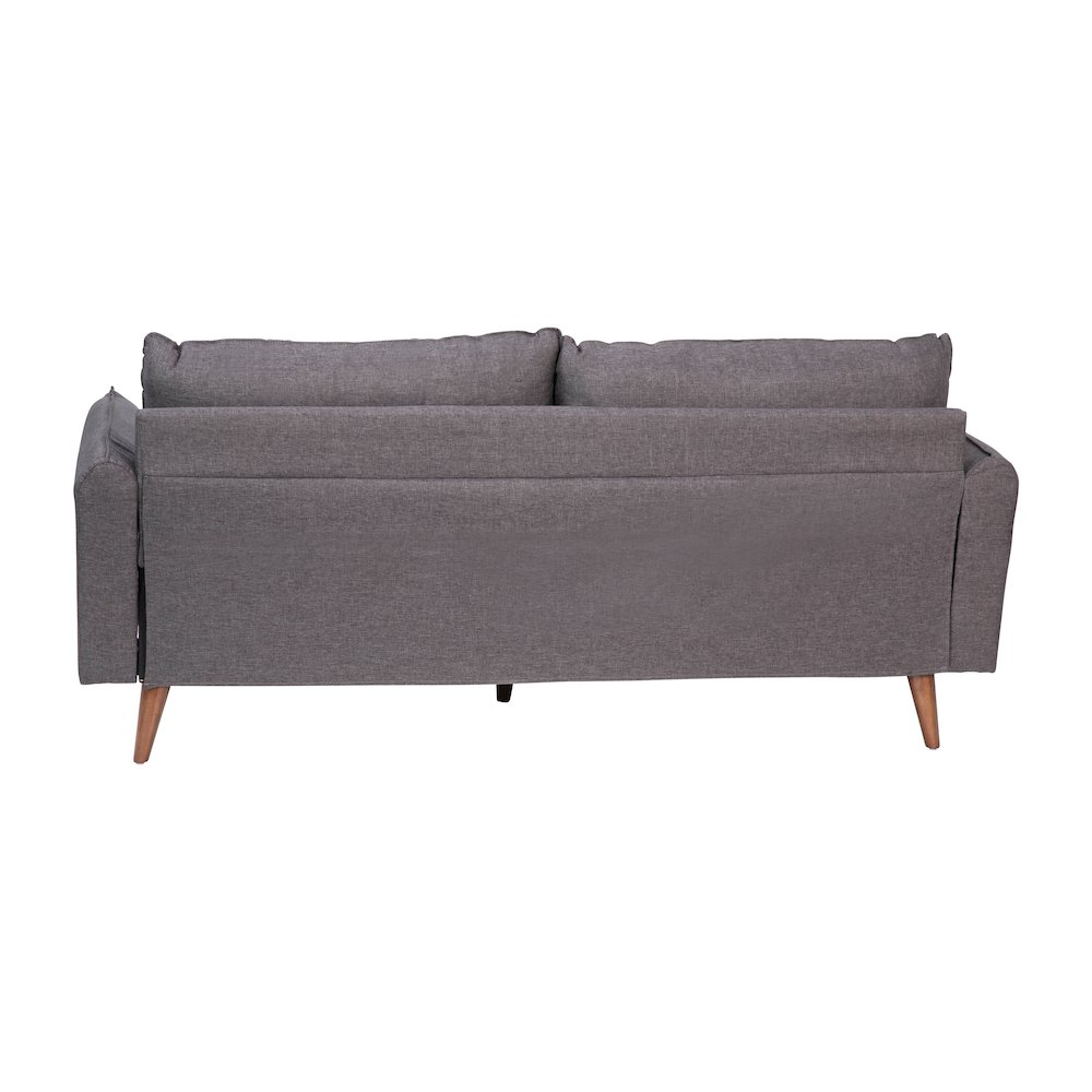Sofa with Faux Linen Fabric Upholstery, Solid Wood Legs in Stone Gray. Picture 7