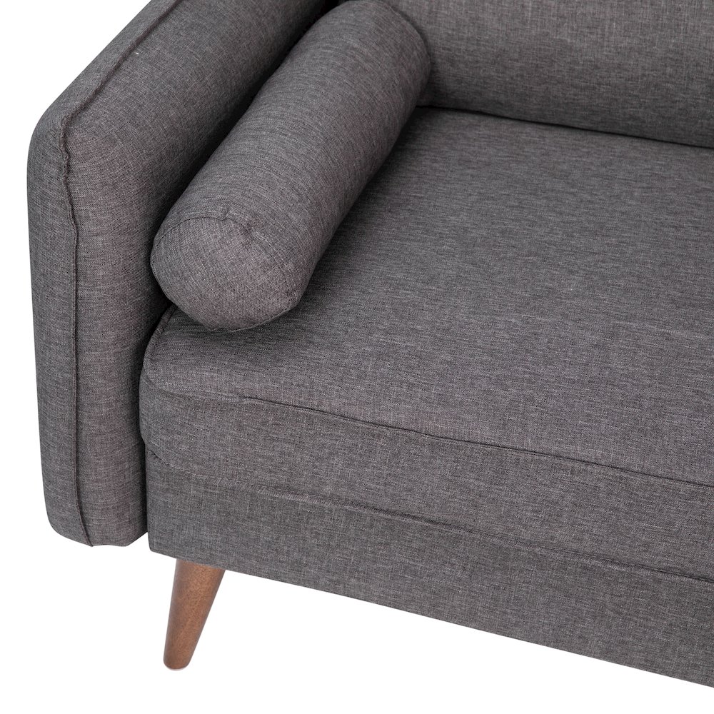Sofa with Faux Linen Fabric Upholstery, Solid Wood Legs in Stone Gray. Picture 8
