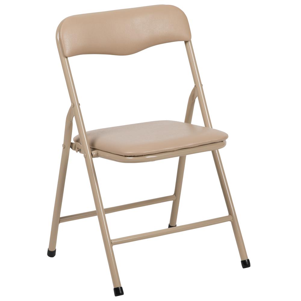 Kids Tan 3 Piece Folding Table and Chair Set. Picture 4