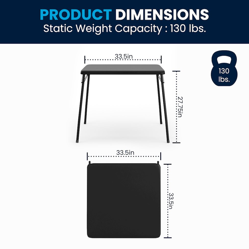 5 Piece Black Folding Card Table and Chair Set with 4 Folding Chairs and Table. Picture 11