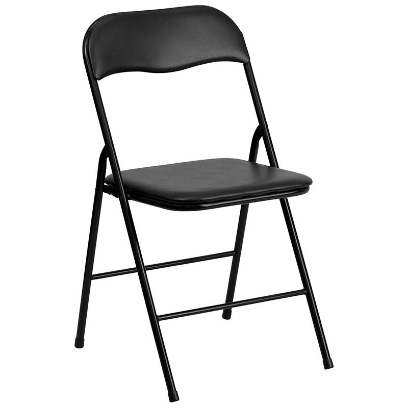 5 Piece Black Folding Card Table and Chair Set. Picture 3