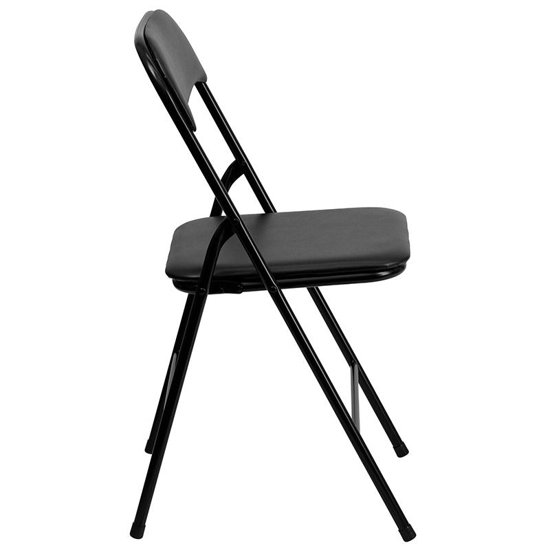 5 Piece Black Folding Card Table and Chair Set. Picture 4