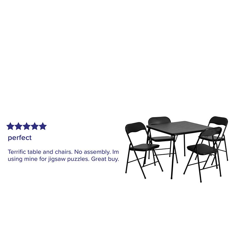 5 Piece Black Folding Card Table and Chair Set. Picture 9