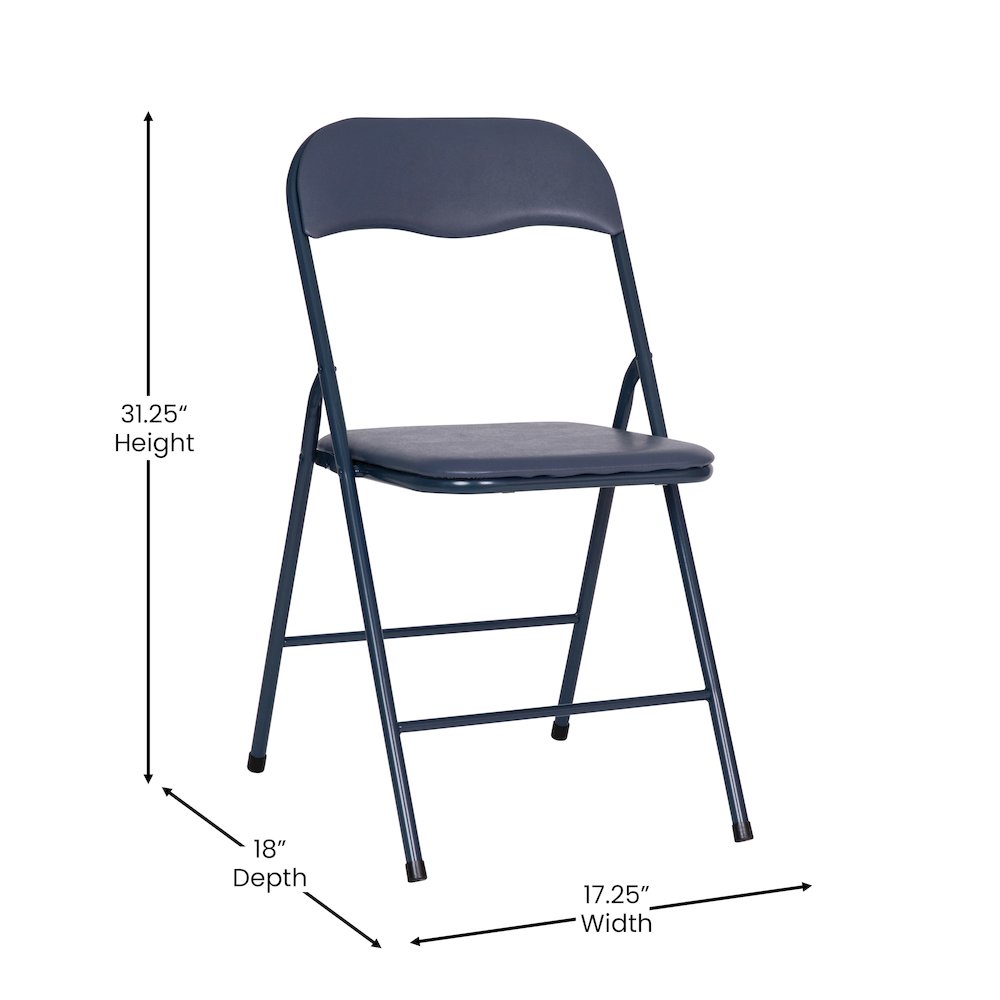 5 Piece Navy Folding Card Table and Chair Set. Picture 7