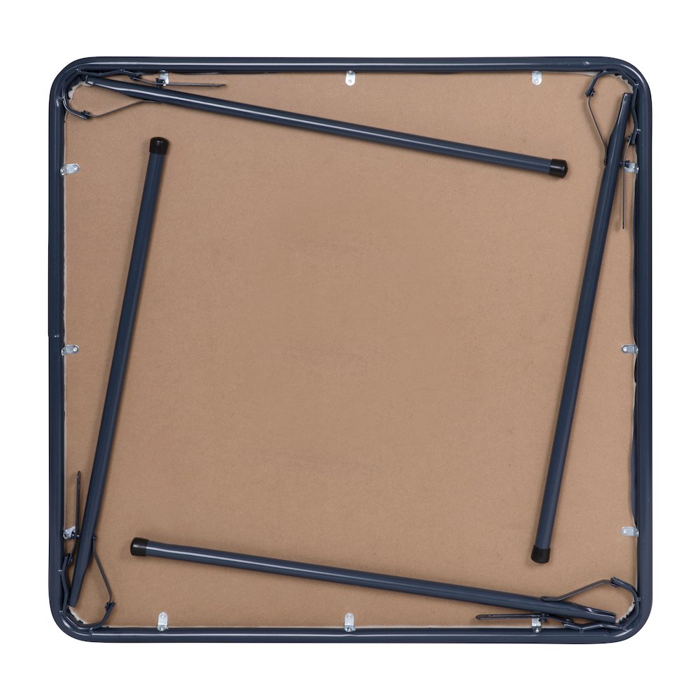 5 Piece Navy Folding Card Table and Chair Set. Picture 15