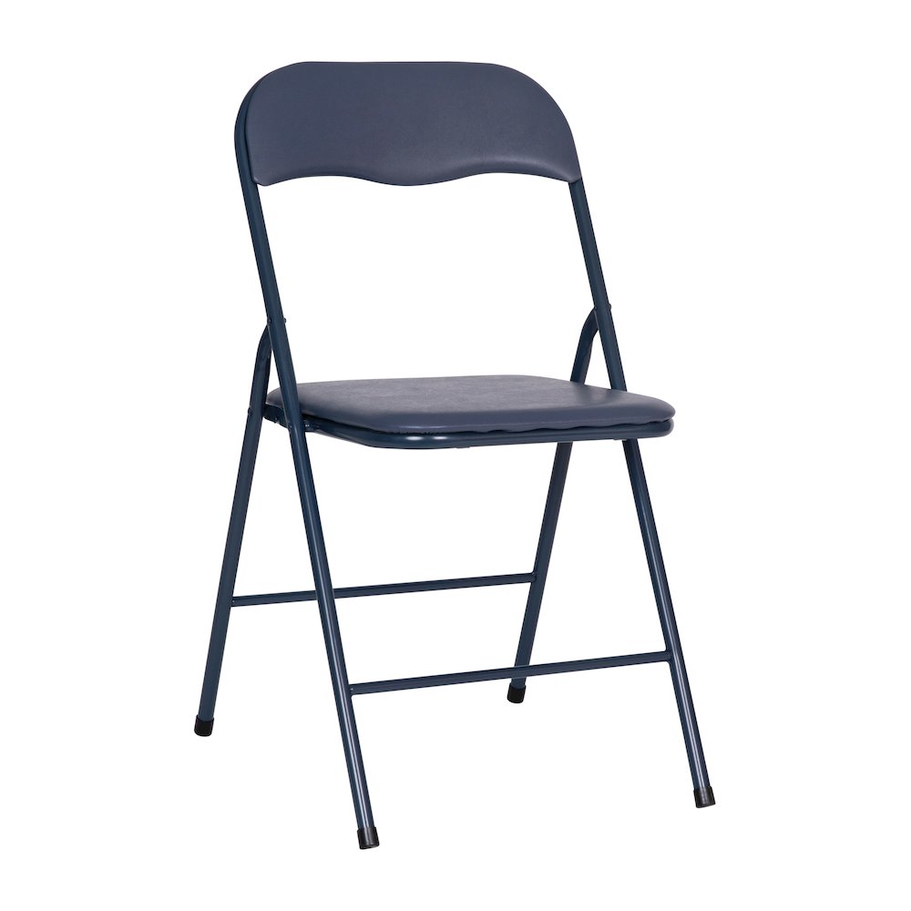 5 Piece Navy Folding Card Table and Chair Set. Picture 10