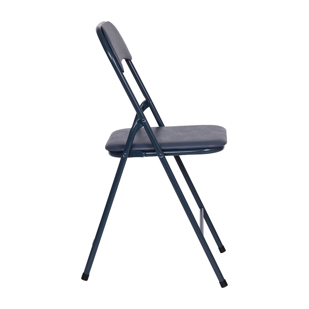5 Piece Navy Folding Card Table and Chair Set. Picture 12