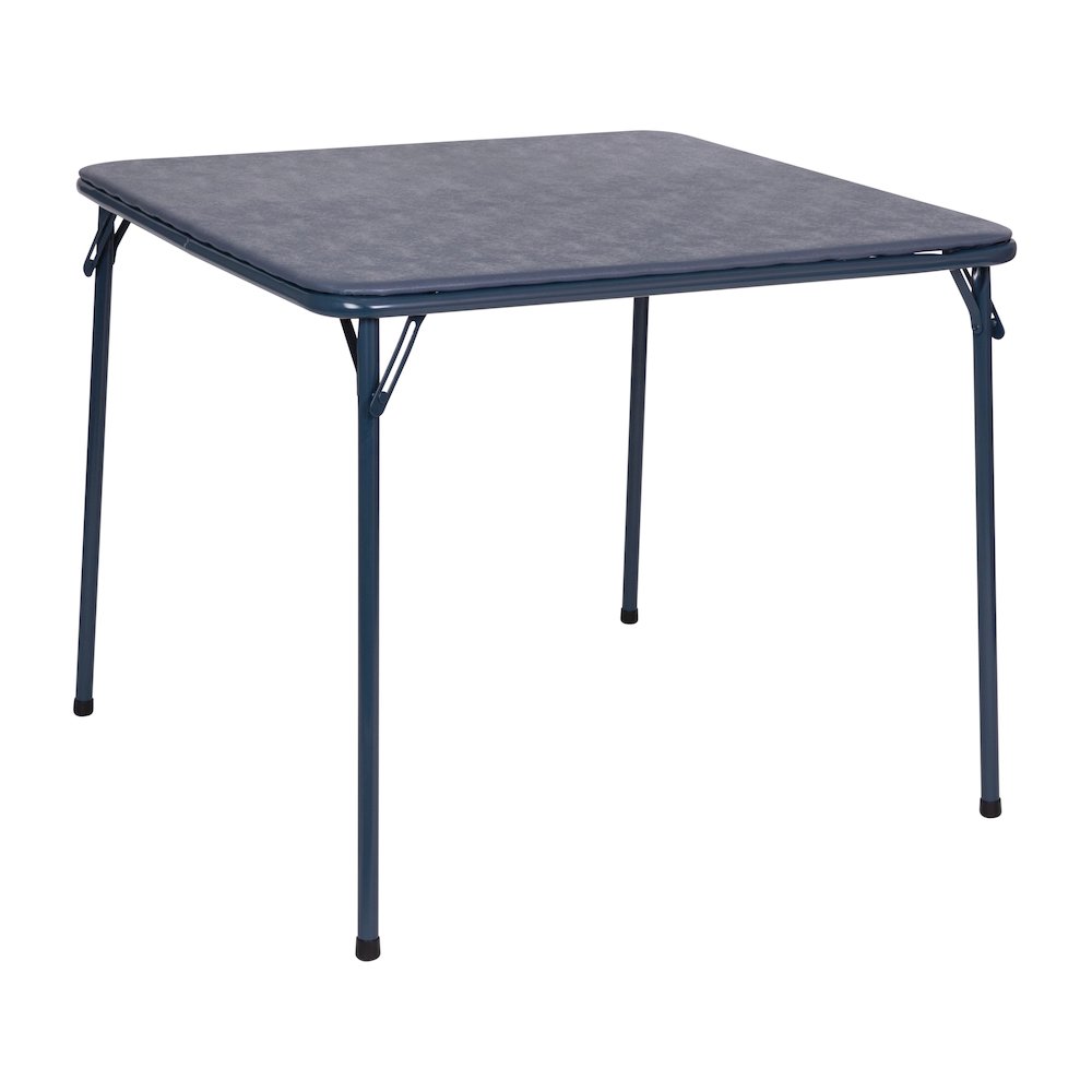 5 Piece Navy Folding Card Table and Chair Set. Picture 11