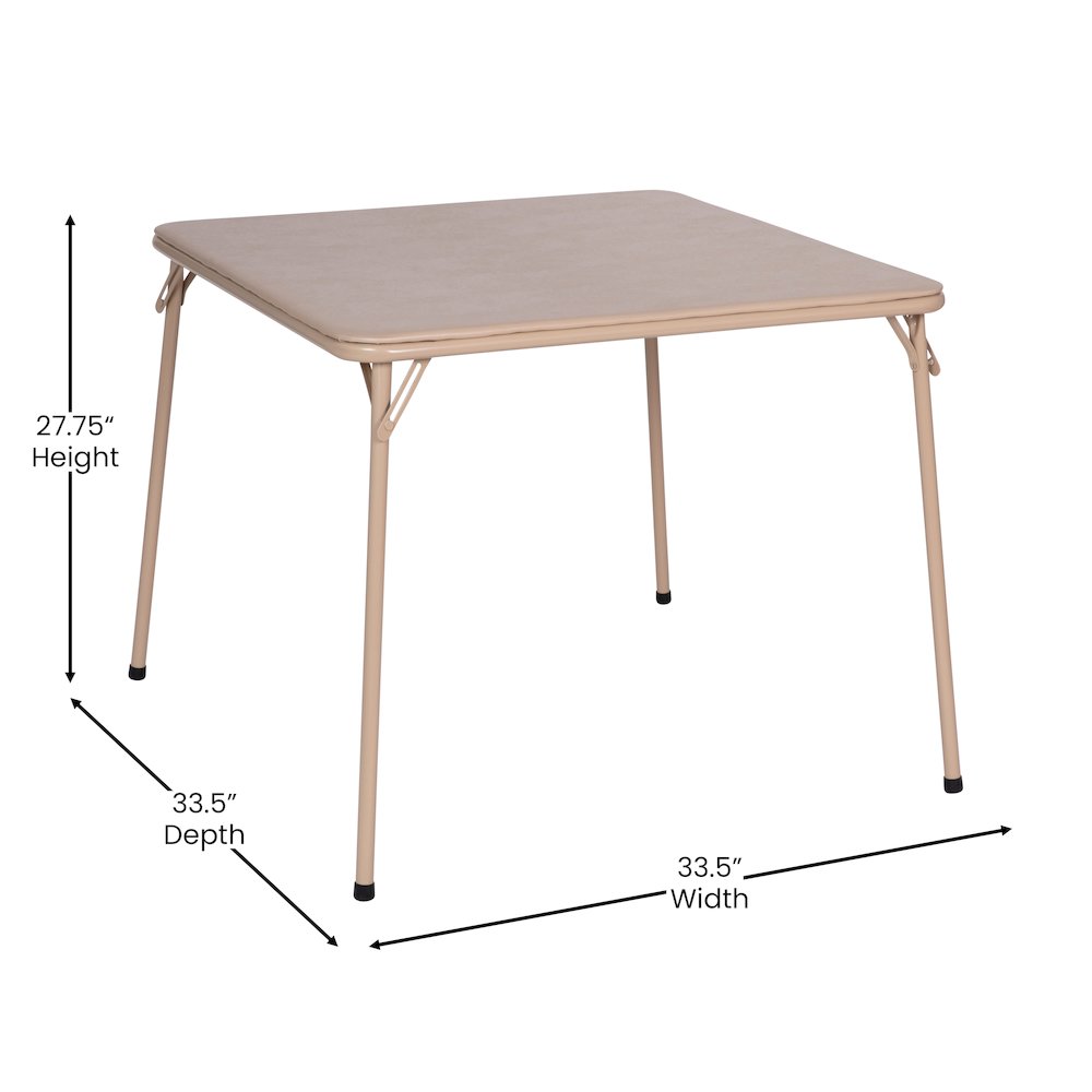 5 Piece Tan Folding Card Table and Chair Set. Picture 6