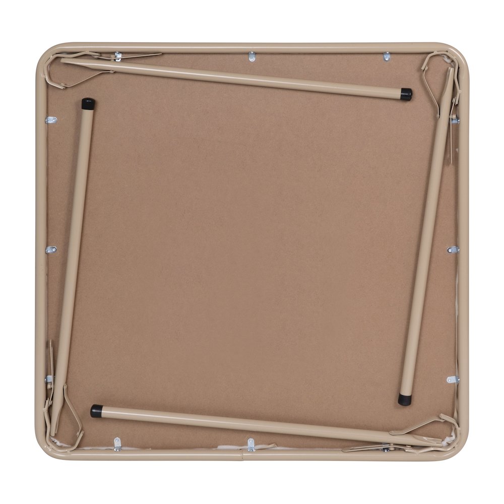 5 Piece Tan Folding Card Table and Chair Set. Picture 15