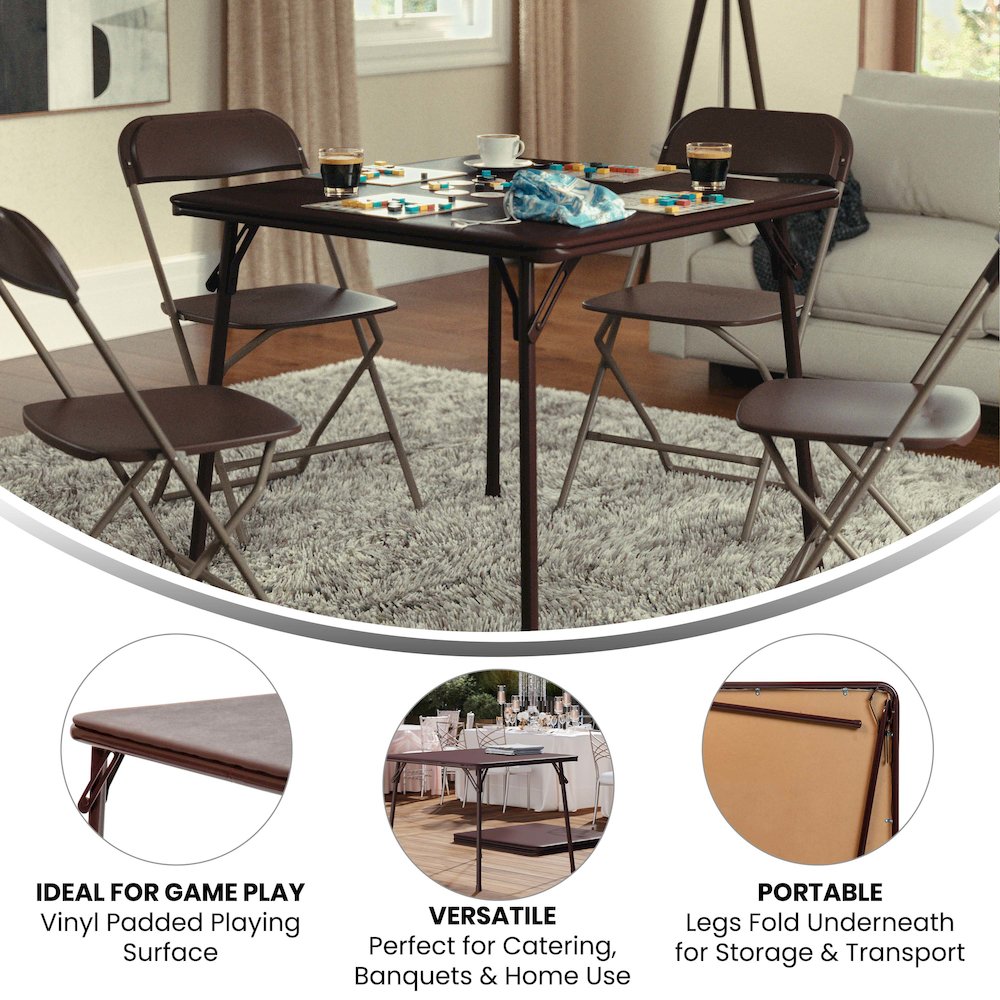 Brown Folding Card Table - with Collapsible Legs. Picture 4