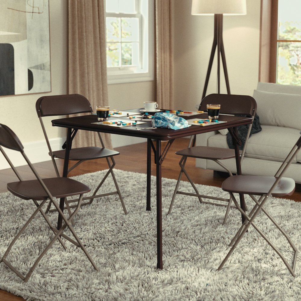Brown Folding Card Table - with Collapsible Legs. Picture 2