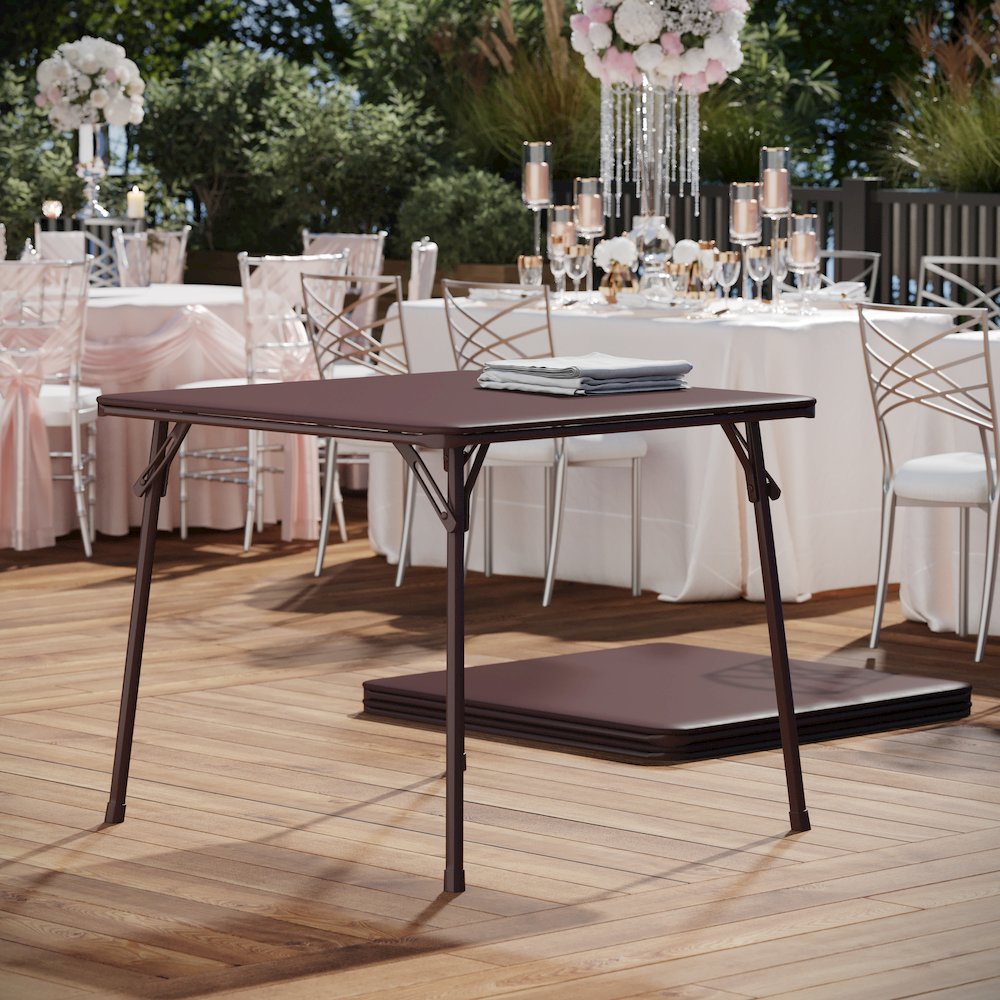 Brown Folding Card Table - with Collapsible Legs. Picture 7