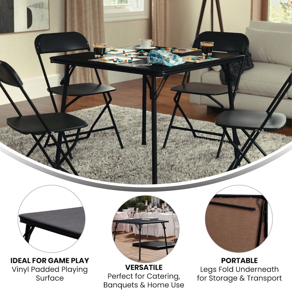 Black Folding Card Table - with Collapsible Legs. Picture 4