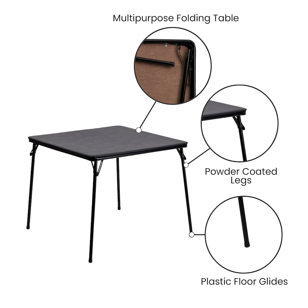 Black Folding Card Table - with Collapsible Legs. Picture 5