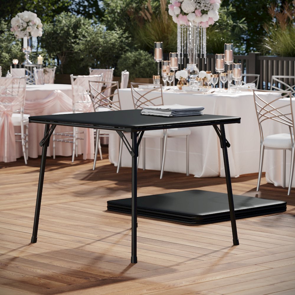 Black Folding Card Table - with Collapsible Legs. Picture 7