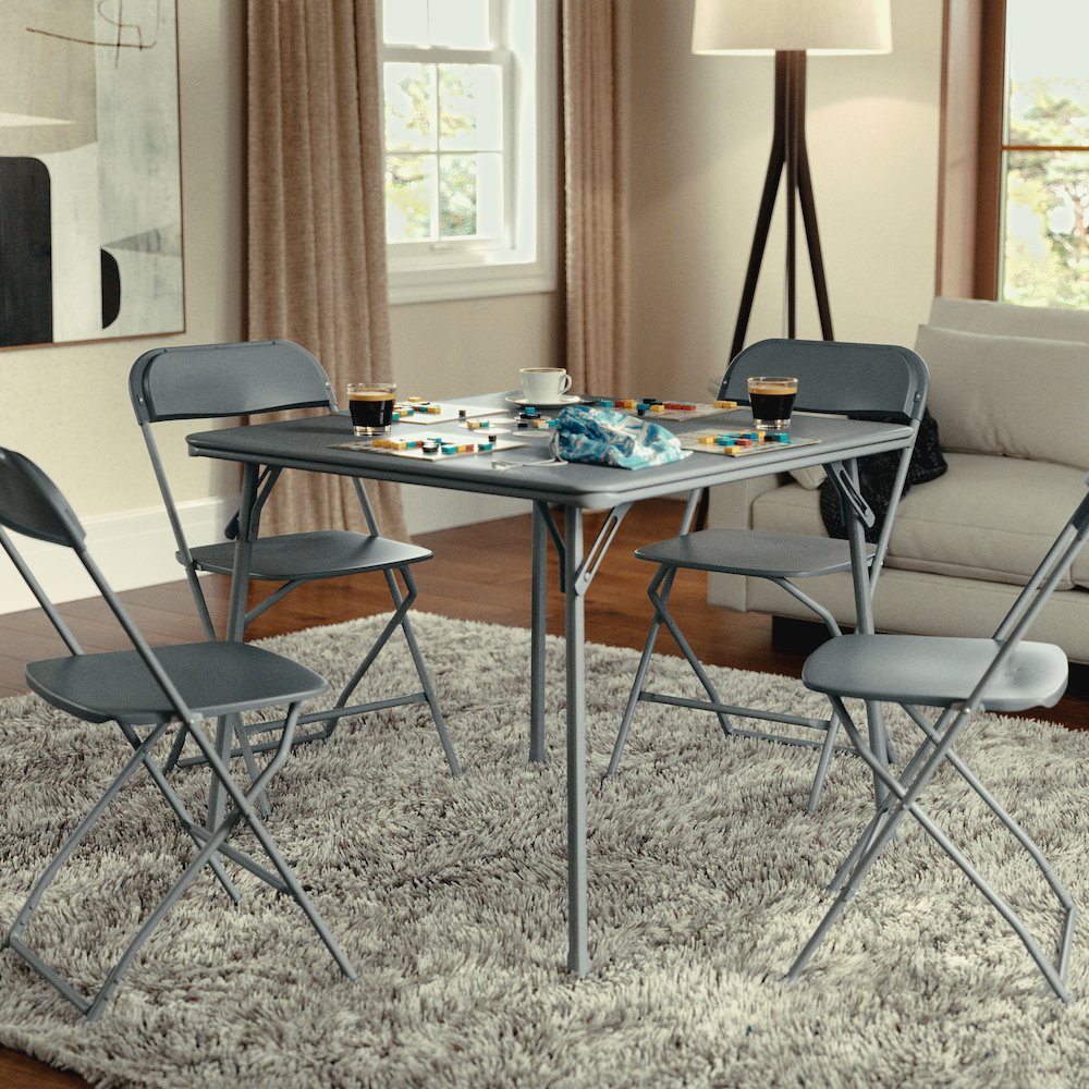 Gray Folding Card Table - with Collapsible Legs. Picture 2