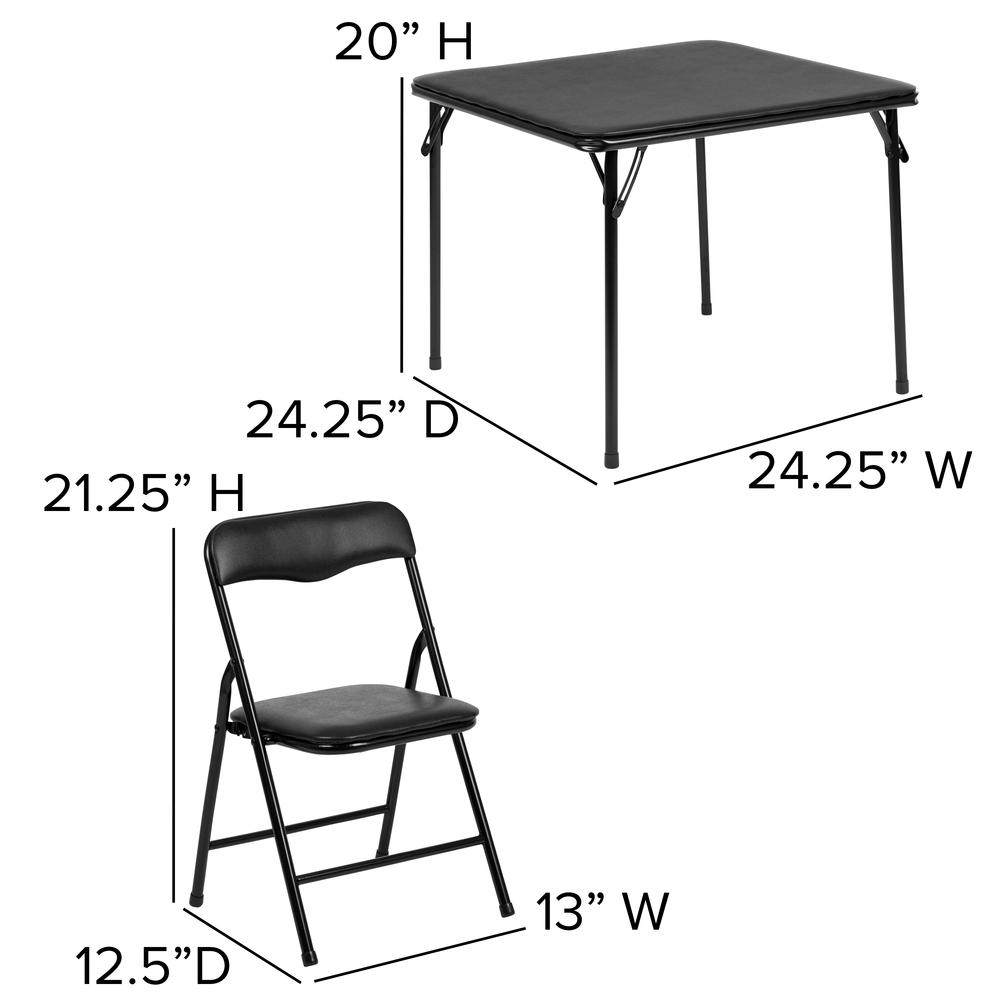 Kids Black 5 Piece Folding Table and Chair Set. Picture 2