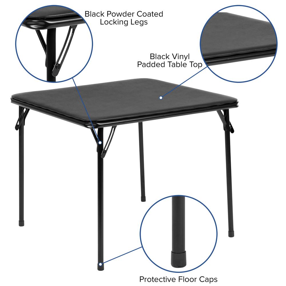 Kids Black 5 Piece Folding Table and Chair Set. Picture 5
