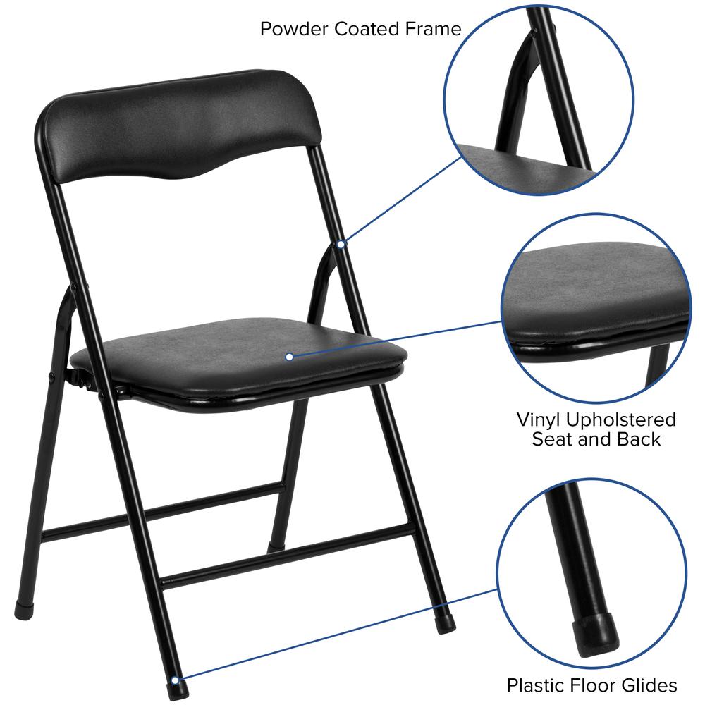Kids Black 5 Piece Folding Table and Chair Set. Picture 6
