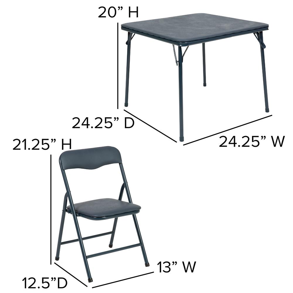 Navy 5 Piece Folding Table and Chair Set. Picture 6