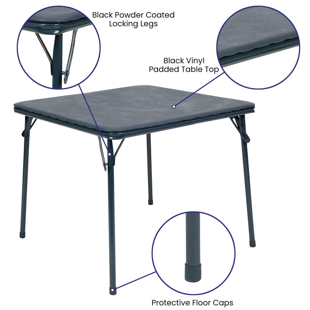 Navy 5 Piece Folding Table and Chair Set. Picture 4