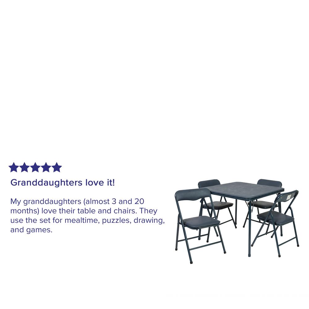 Navy 5 Piece Folding Table and Chair Set. Picture 3